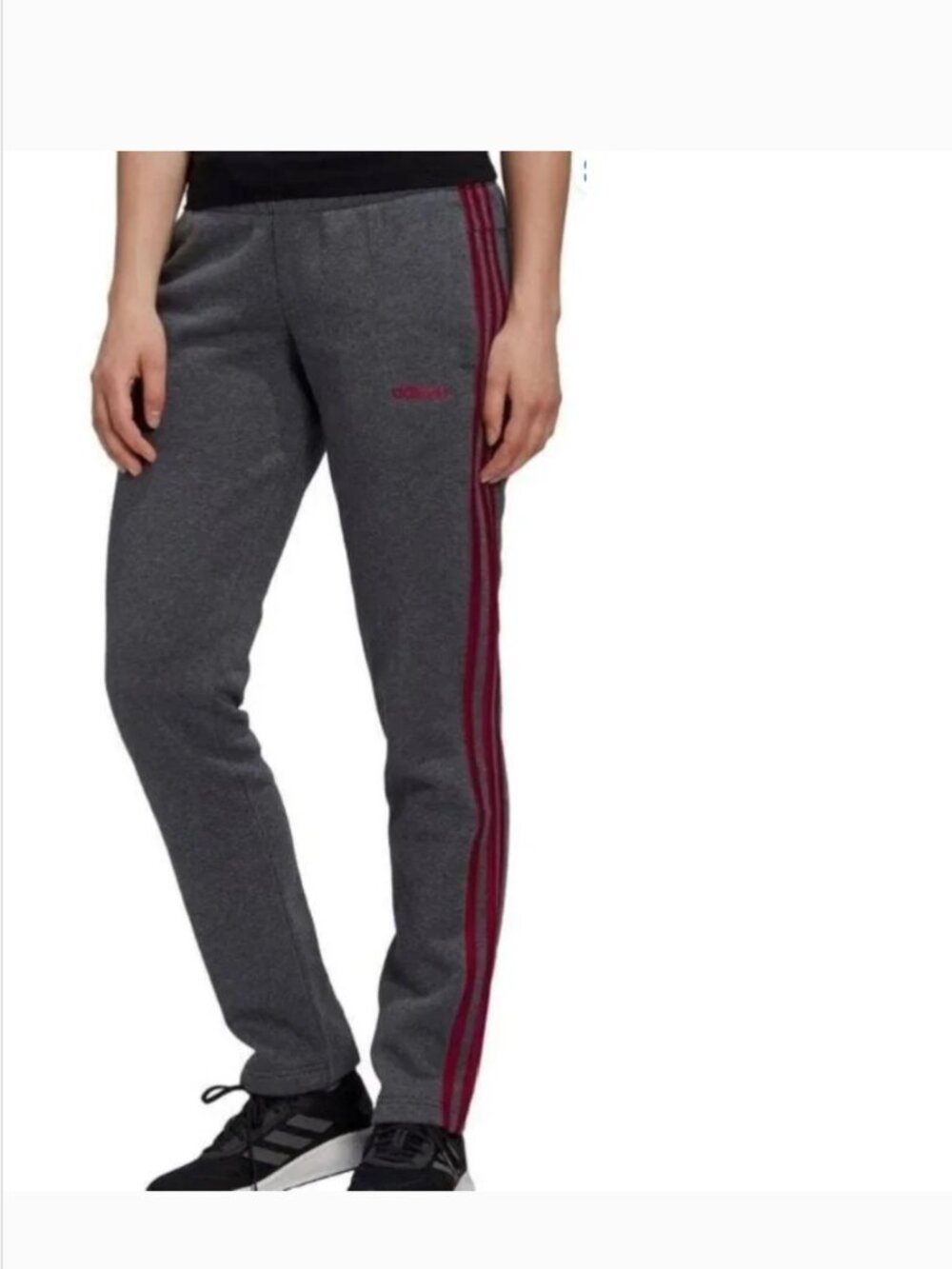 Adidas Sweatpants Womens XS Fleece Gray Elastic Waist 2 Pkt Straight Lounge